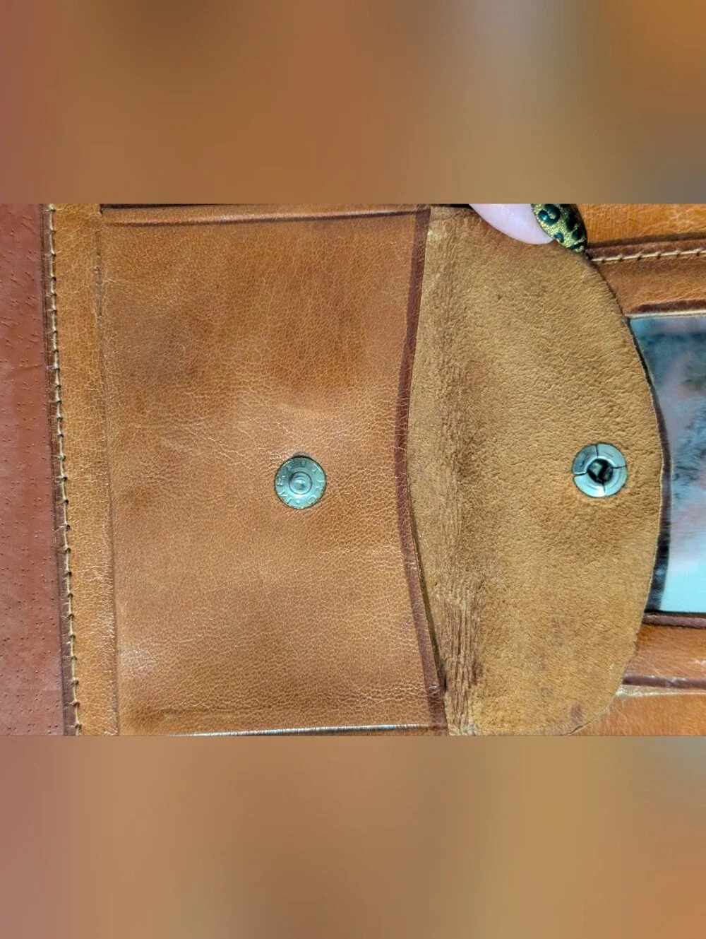 Embossed Floral Genuine Leather Wallet - Brown